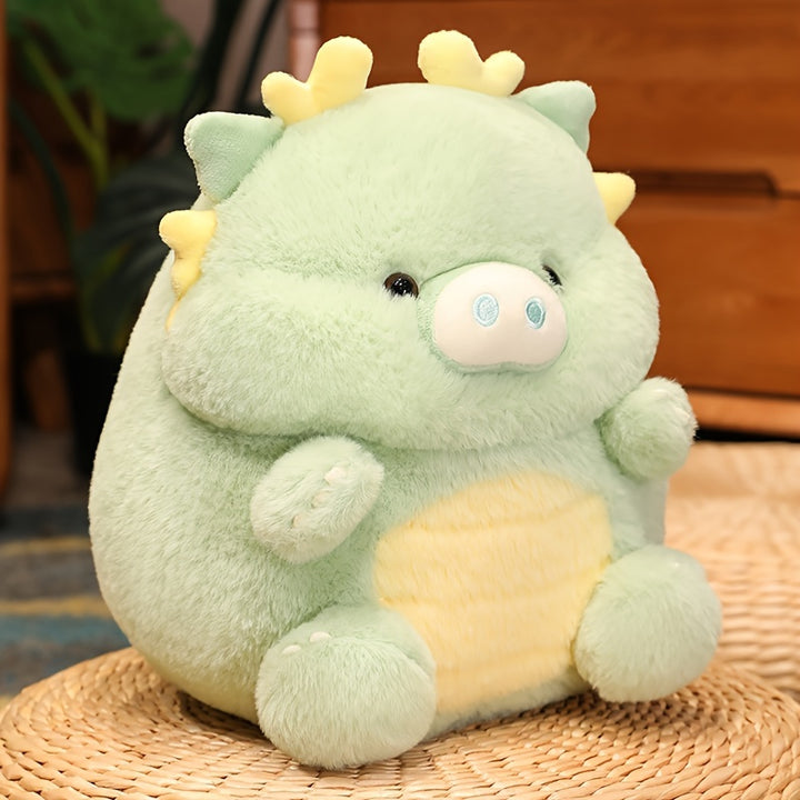 30cm/11.81in Cute Dinosaur Pig Plush Toy Adorable Stuffed Animal Soft Dino Piggy Toy Plushie Doll, New Year's Eve Gift, Good Luck Charm