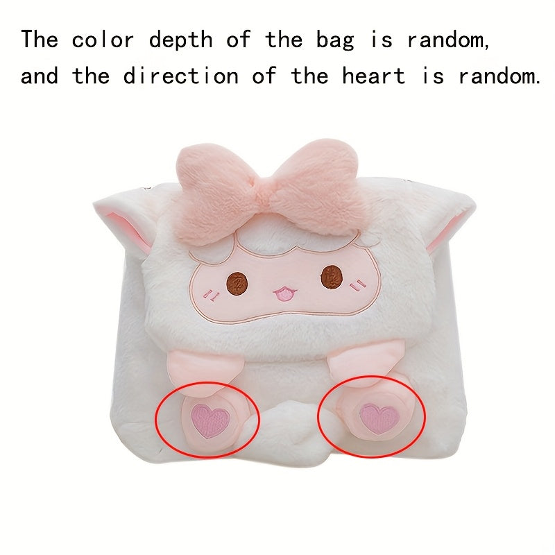 Adorable Cartoon Sheep Backpack - Soft, Fluffy, Lightweight with Removable Strap, Zipper Closure, Polyester Lining, Hand Washable, Perfect for School & Casual Use, School Backpack | Playful Design | Lightweight Backpack