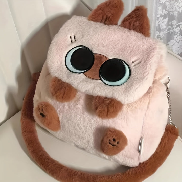 Cute Cartoon Siamese Cat Plush Bag Versatile Portable Messenger Bag Japanese Ins Style Anime Doll Backpack Backpack