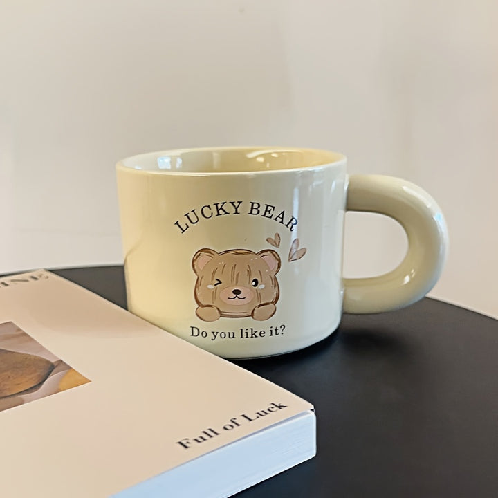 1pc.12.85oz, Little Bear Milk Fufu Ceramic Cup Coffee Cup Mug Girls Water Cup Family Drinking Water Cup Gift