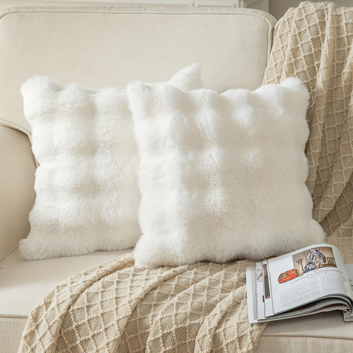 A Pair of Plush Pillow Covers, Each 17X17 Inches Thick, Designed to Be Soft Decorative Cushions for Sofas And Bedrooms.