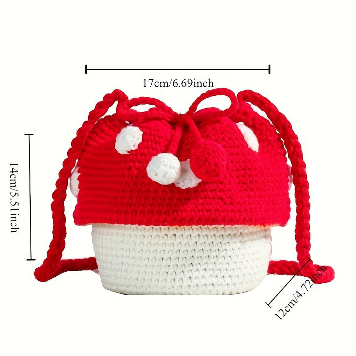Cute - Small - Exquisite Mushroom Special Fire Small Bag Material Package Weaving Homemade Crochet Cross Shoulder Bag for Women Finished Product