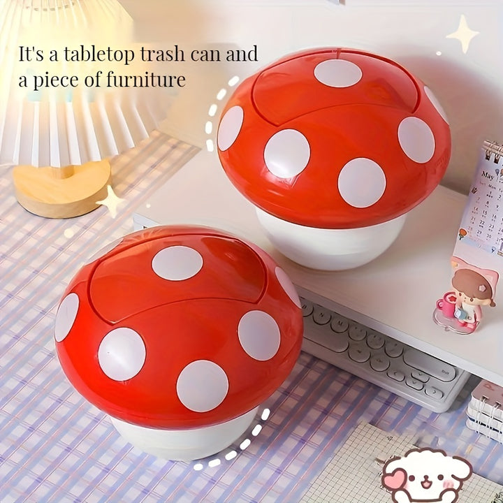 1pc Cute Mushroom Trash Can - Multifunctional, Desktop Decorative Paper Basket for Household Storage