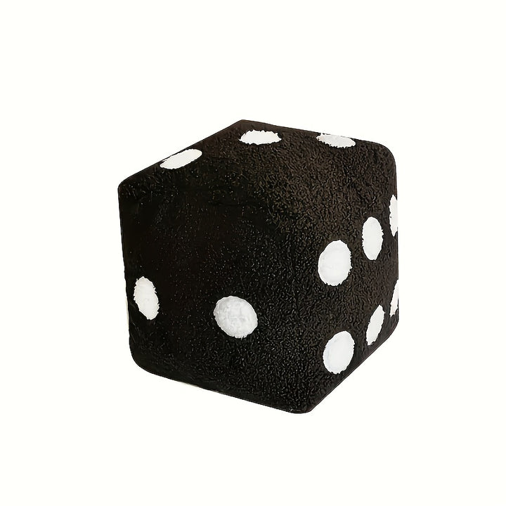 1pc Unique Dice-Shaped Plush Pillow - Soft & Cozy Decorative Cushion with Polka Dot Design, Black & White Retro Style, Zipper Closure, Hand Washable, Perfect for Sofa or Bedroom Decor, Playful Home Accent | Whimsical Decor | Long Hair Fabric, Decorative P