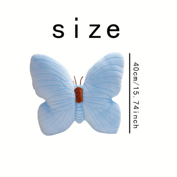 Chic Blue Butterfly-Shaped Throw Pillow - Soft Polyester, Plush Fabric for Couch & Bed Decor