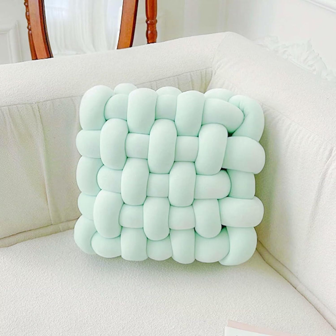 Shademart 2 Pcs 12'' X 12'' Knot Pillow Soft Throw Pillow Home Decoration Cushion Square Office Knotted Plush Throw Cushion for Living Room Bedroom Sofa Couch Living Room Decor