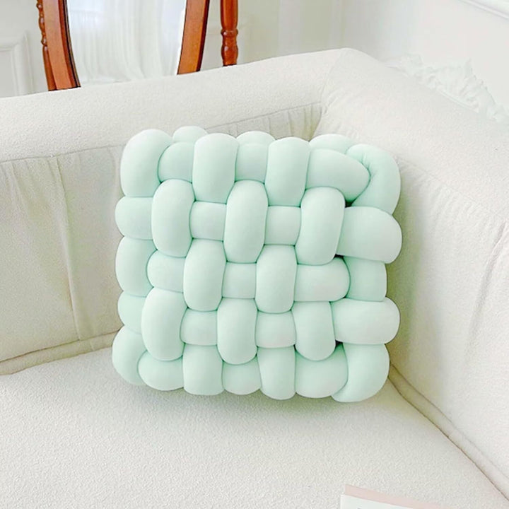 Shademart 2 Pcs 12'' X 12'' Knot Pillow Soft Throw Pillow Home Decoration Cushion Square Office Knotted Plush Throw Cushion for Living Room Bedroom Sofa Couch Living Room Decor