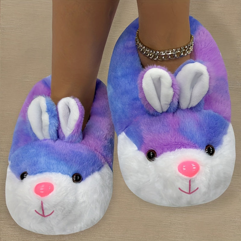 Snuggle in Style: Cozy Cartoon Bunny Warm Slippers, Lightweight & Silent for Winter Comfort | Cute Fuzzy Slip-On Indoor Shoes