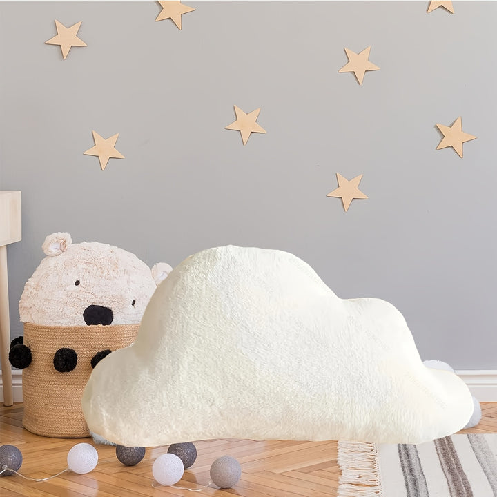 Soft Plush White Cloud-Shaped Throw Pillow - Cozy Geometric Design Seat Cushion for Bedroom, Office, or Car - Machine Washable Polyester Blend - Perfect Gift Idea for Home Decor, Decorative Pillows