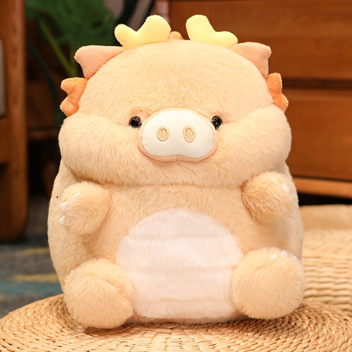 30cm/11.81in Cute Dinosaur Pig Plush Toy Adorable Stuffed Animal Soft Dino Piggy Toy Plushie Doll, New Year's Eve Gift, Good Luck Charm
