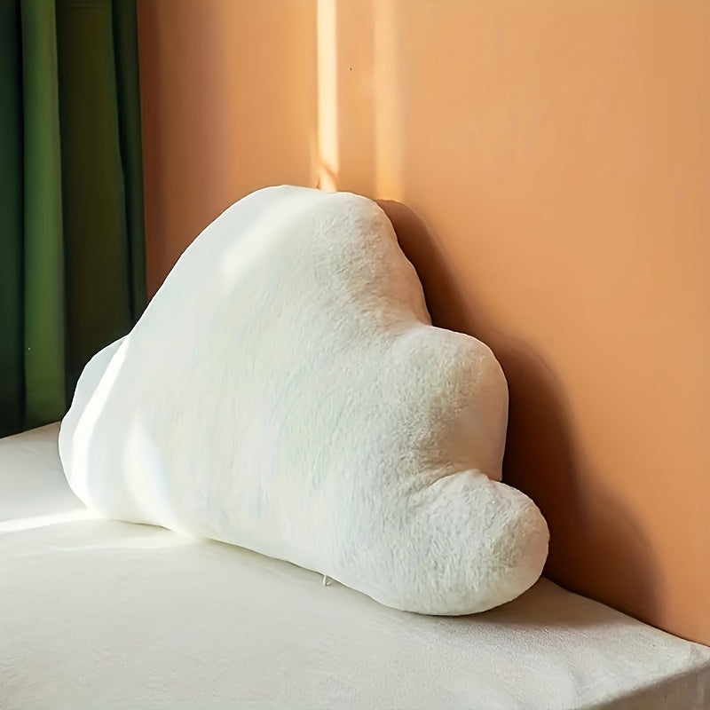 Soft Plush White Cloud-Shaped Throw Pillow - Cozy Geometric Design Seat Cushion for Bedroom, Office, or Car - Machine Washable Polyester Blend - Perfect Gift Idea for Home Decor, Decorative Pillows