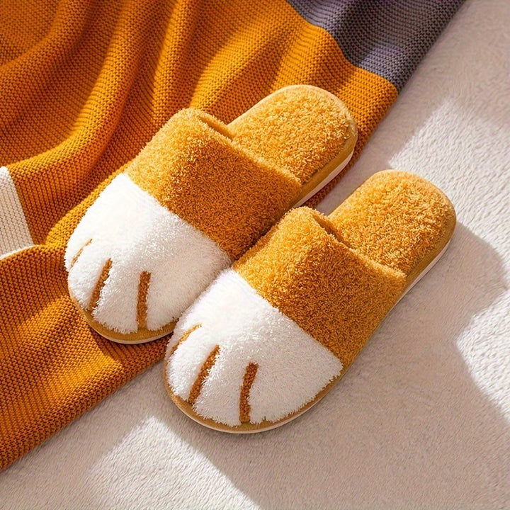 Adorable Whisker-Faced Cat Paw Slippers - Cozy Plush Lined Casual Shoes for Indoor Comfort - Perfect for Koningsdag/King's Day Celebration