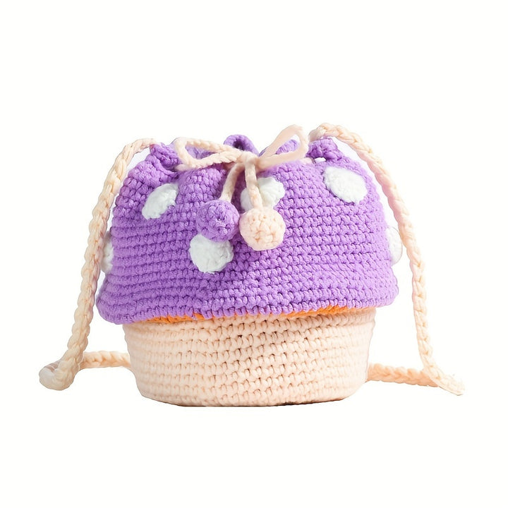 Cute - Small - Exquisite Mushroom Special Fire Small Bag Material Package Weaving Homemade Crochet Cross Shoulder Bag for Women Finished Product