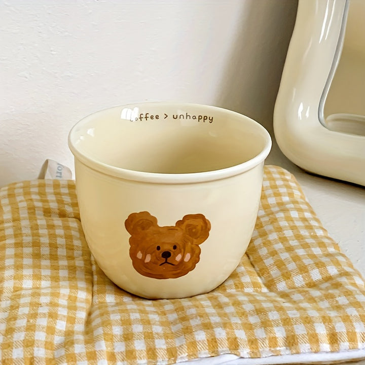 One, small capacity of 8.28oz coffee cup, suitable for drinking exquisite mini coffee in one sip, cute bear-shaped tea cup with lid, suitable for home use and office use, suitable as a gift for couples, graduation season gifts, bestie gift, colleague gift