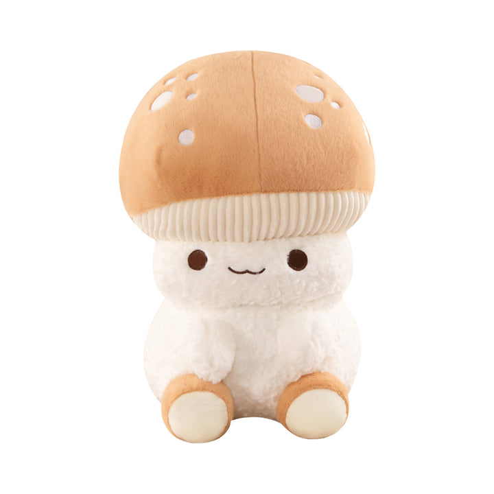Adorable Plush Mushroom Toy - Soft Stuffed Doll with Expressive Eyes & Ribbed Hat, Beige & White Design for Home or Office Decor, Perfect Youngsters' Birthday Gift, Stuffed Animal