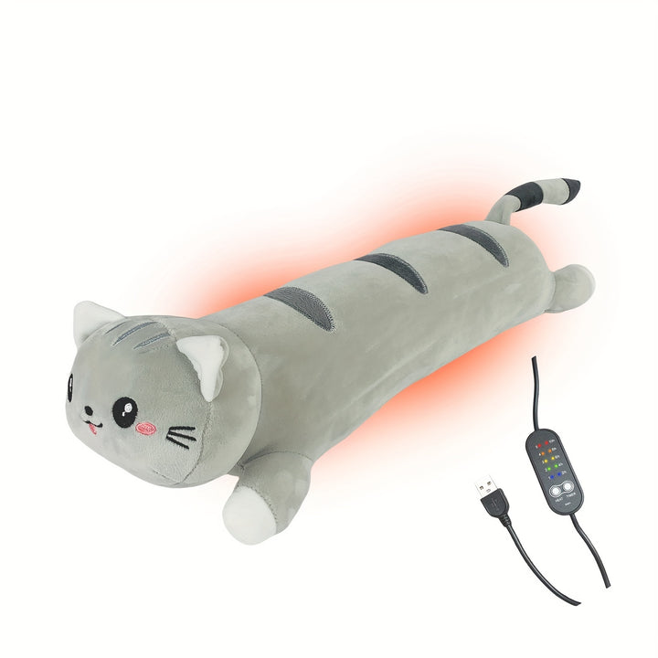 1pc USB Heating Pillow with Cute Cat Design - Multi-Color, Adjustable Temperature, Portable Back, Neck & Shoulder Warmer for All Seasons, Machine Washable, Polyester Cover, Polypropylene Filling, Ideal for Adults, Machine Washable Pillow | Adjustable Temp
