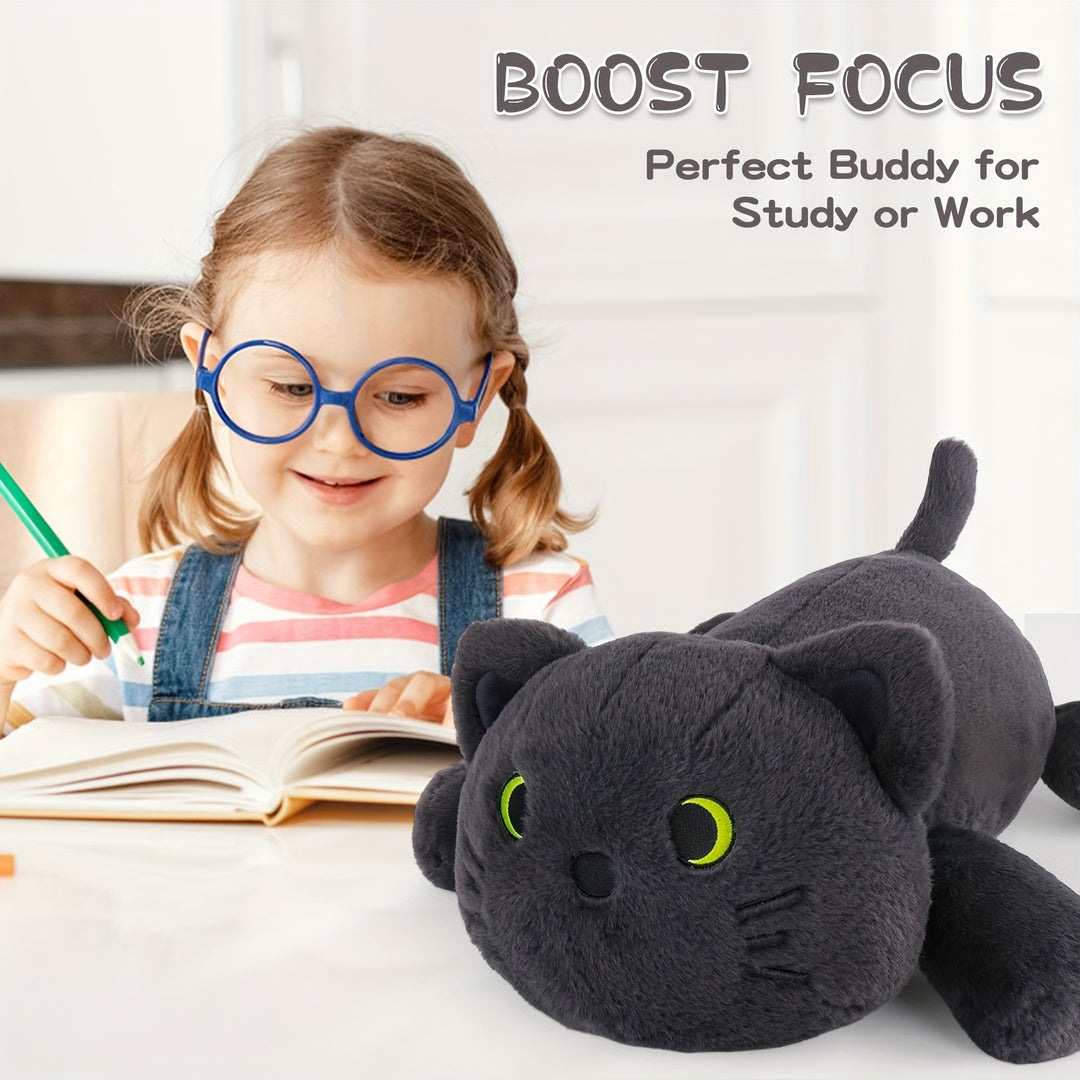 Giant Black Cat Weighted Plush Animal – 22 Inch 4lbs Soft Polyester Stuffed Toy, Cute Kawaii Plushie Gift for Youngsters & Girlfriend, Perfect for Birthday or Easter, Cat Lover Gifts
