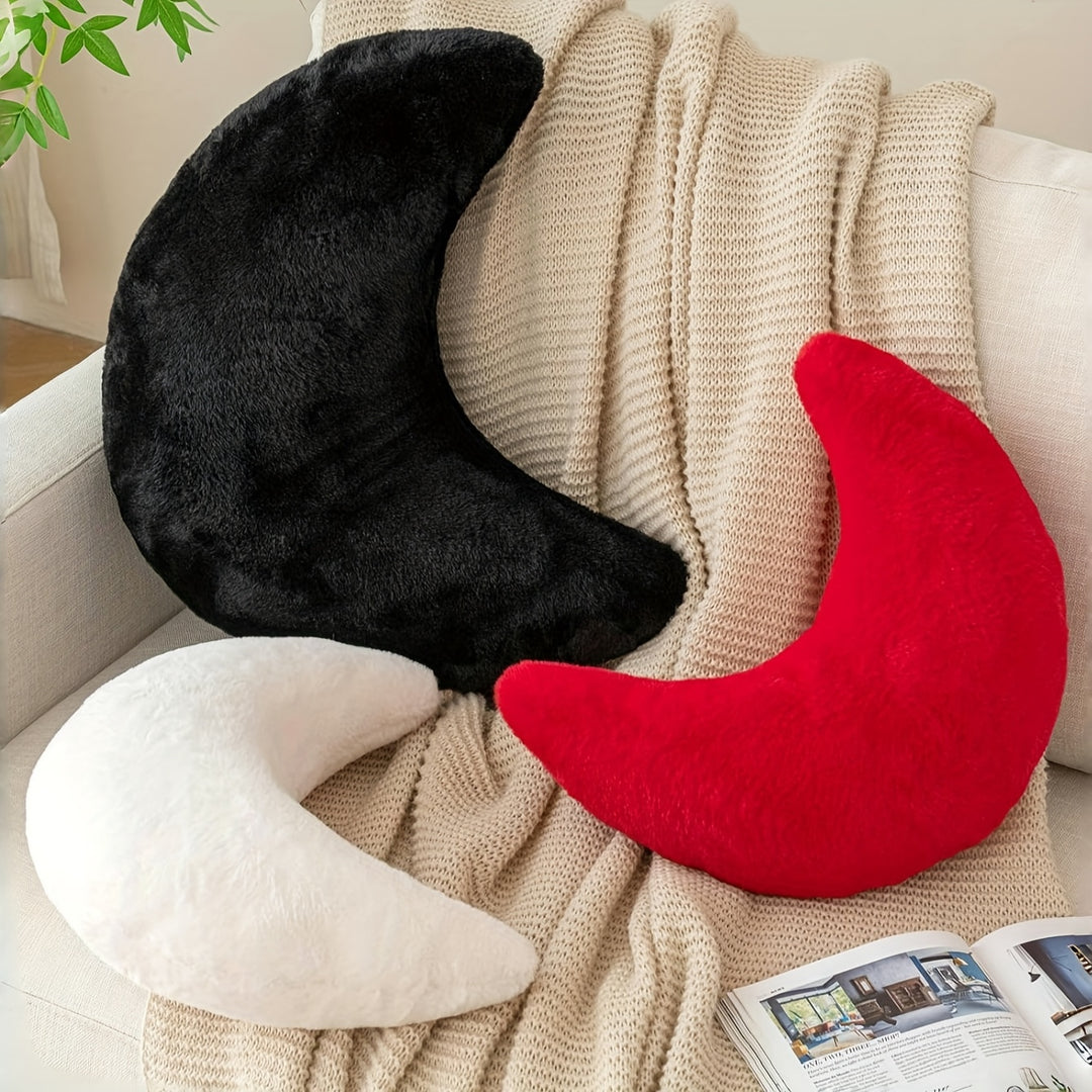 Soft Faux Rabbit Moon Pillow - Plush, Washable Polyester Decorative Throw with Cartoon Design, Ideal for Camping, Picnics & Home Decor, Camping Pillow | Playful Design | Polyester Fiber