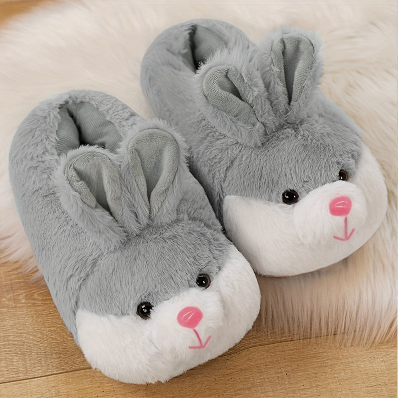 Snuggle in Style: Cozy Cartoon Bunny Warm Slippers, Lightweight & Silent for Winter Comfort | Cute Fuzzy Slip-On Indoor Shoes