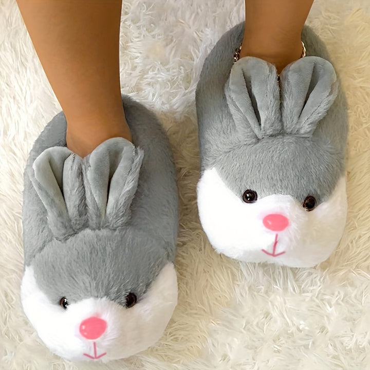 Snuggle in Style: Cozy Cartoon Bunny Warm Slippers, Lightweight & Silent for Winter Comfort | Cute Fuzzy Slip-On Indoor Shoes
