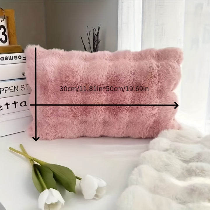 Chic Creamy Rabbit Plush Throw Pillow with Bubble Design - Soft, Washable Decorative Cushion for Living Room Sofa, for Winter