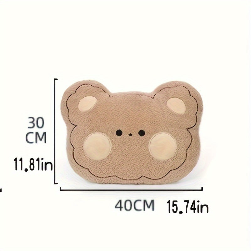Cute Cartoon Pink Bunny And Brown Bear Car Lumbar Support Pillow - Soft And Comfortable, Suitable for Sofa, Office Decor, And Car Seat Back Support, Featuring a Bunny And Bear Cartoon Theme, Hand Wash Only.