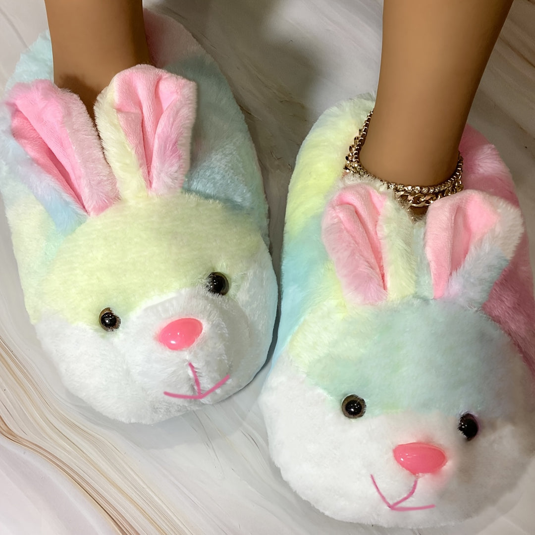 Snuggle in Style: Cozy Cartoon Bunny Warm Slippers, Lightweight & Silent for Winter Comfort | Cute Fuzzy Slip-On Indoor Shoes