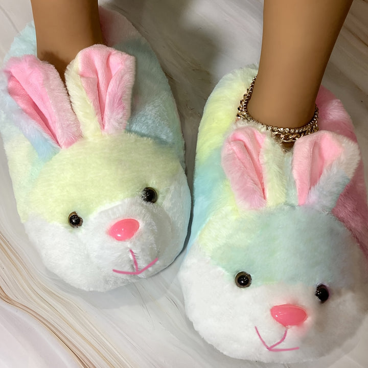 Snuggle in Style: Cozy Cartoon Bunny Warm Slippers, Lightweight & Silent for Winter Comfort | Cute Fuzzy Slip-On Indoor Shoes