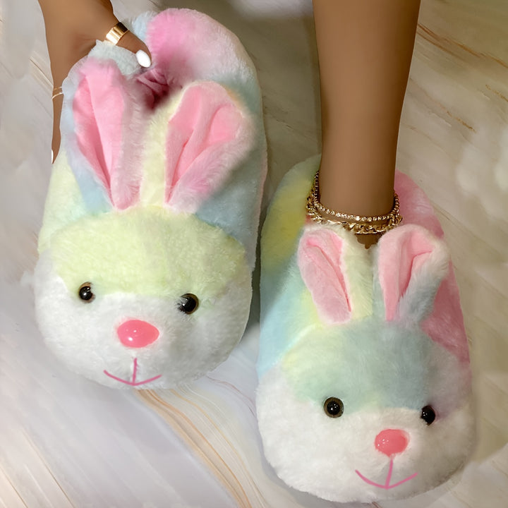 Snuggle in Style: Cozy Cartoon Bunny Warm Slippers, Lightweight & Silent for Winter Comfort | Cute Fuzzy Slip-On Indoor Shoes