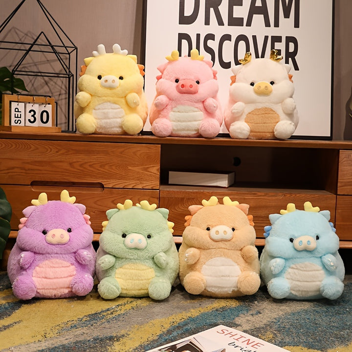 30cm/11.81in Cute Dinosaur Pig Plush Toy Adorable Stuffed Animal Soft Dino Piggy Toy Plushie Doll, New Year's Eve Gift, Good Luck Charm