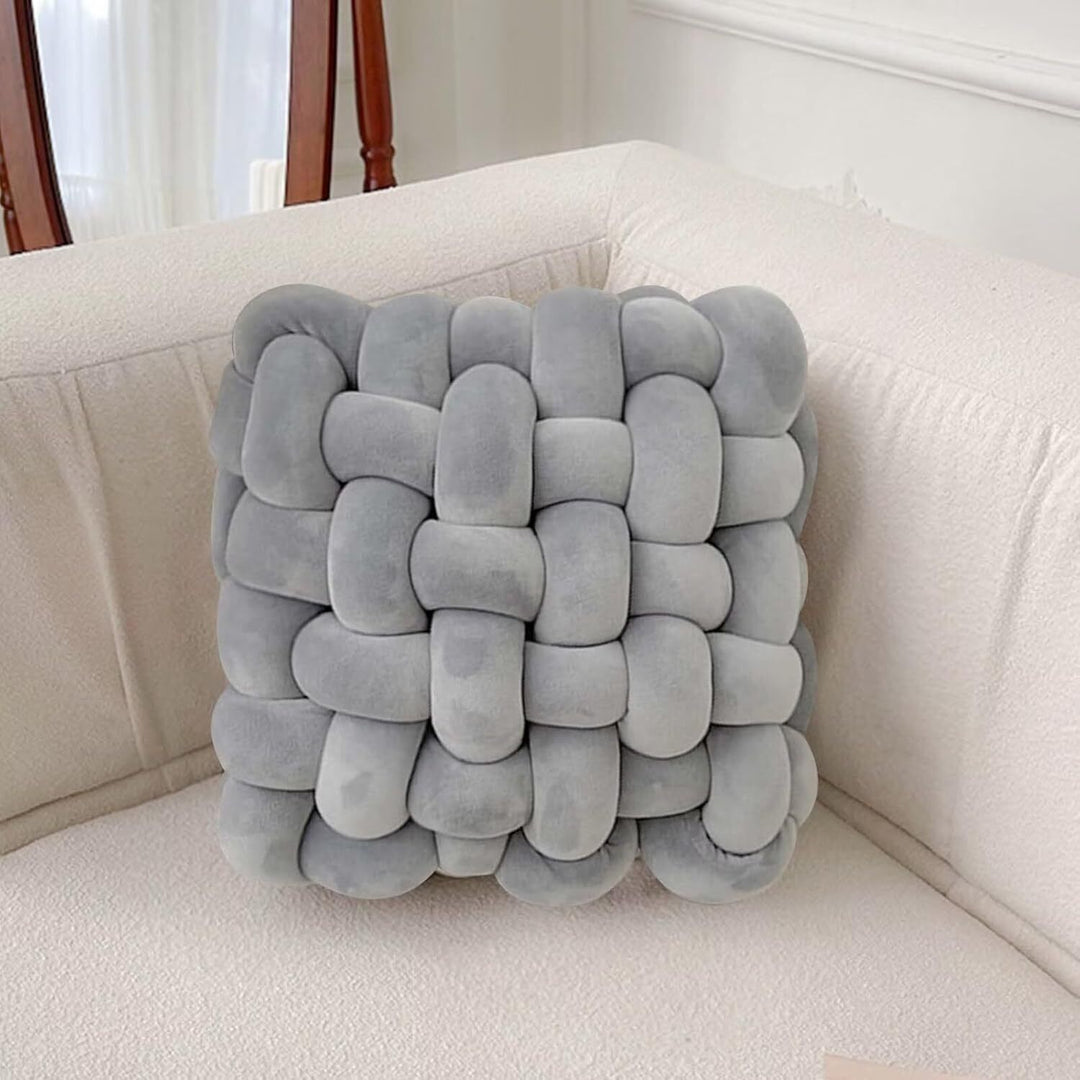Shademart 2 Pcs 12'' X 12'' Knot Pillow Soft Throw Pillow Home Decoration Cushion Square Office Knotted Plush Throw Cushion for Living Room Bedroom Sofa Couch Living Room Decor