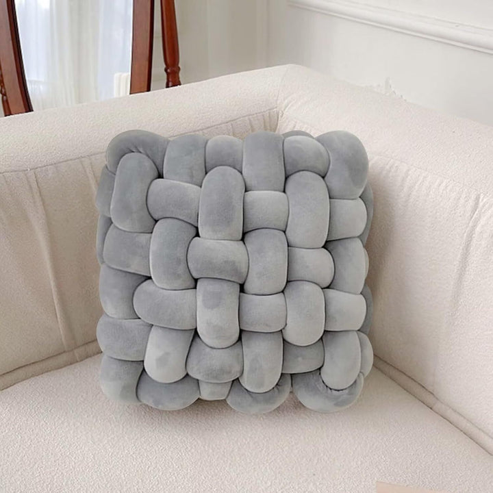 Shademart 2 Pcs 12'' X 12'' Knot Pillow Soft Throw Pillow Home Decoration Cushion Square Office Knotted Plush Throw Cushion for Living Room Bedroom Sofa Couch Living Room Decor