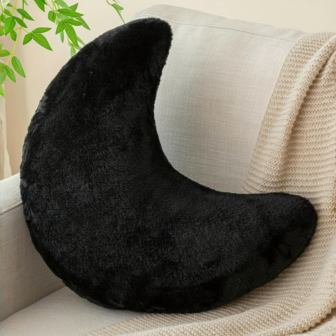 Soft Faux Rabbit Moon Pillow - Plush, Washable Polyester Decorative Throw with Cartoon Design, Ideal for Camping, Picnics & Home Decor, Camping Pillow | Playful Design | Polyester Fiber