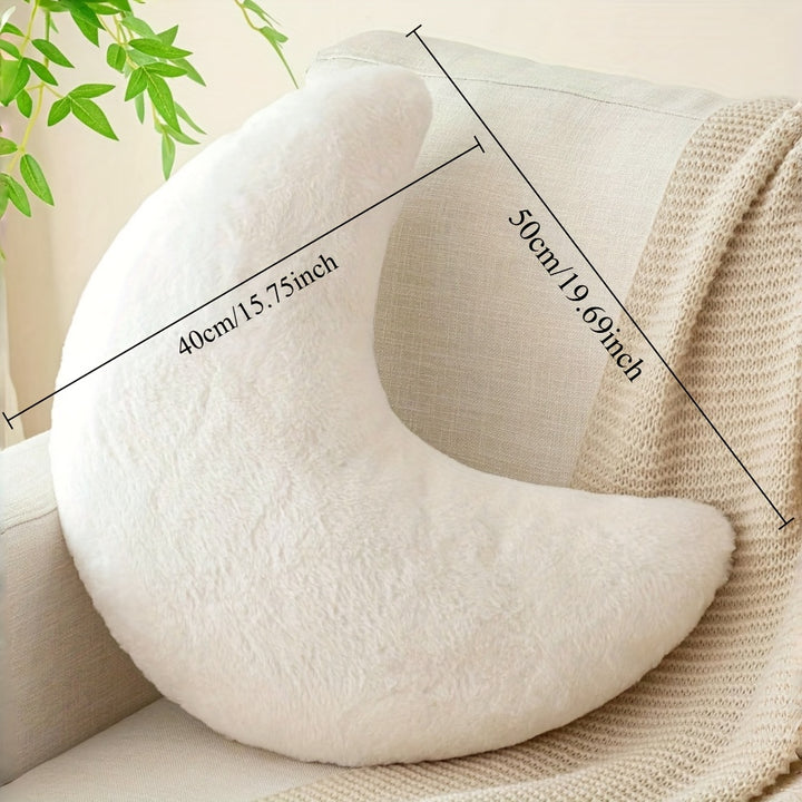 Soft Faux Rabbit Moon Pillow - Plush, Washable Polyester Decorative Throw with Cartoon Design, Ideal for Camping, Picnics & Home Decor, Camping Pillow | Playful Design | Polyester Fiber
