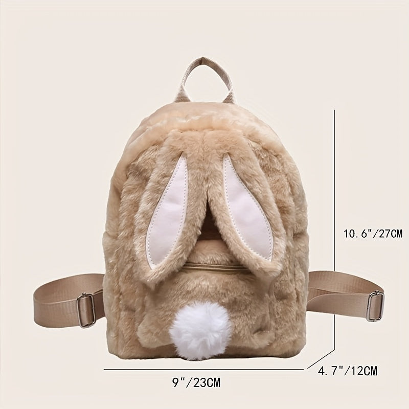 Cute Plush Rabbit Backpack with Adjustable Straps - Soft, Skin-Friendly Polyester, Large Capacity for Women & Teen Girls - Perfect for Daily Commute