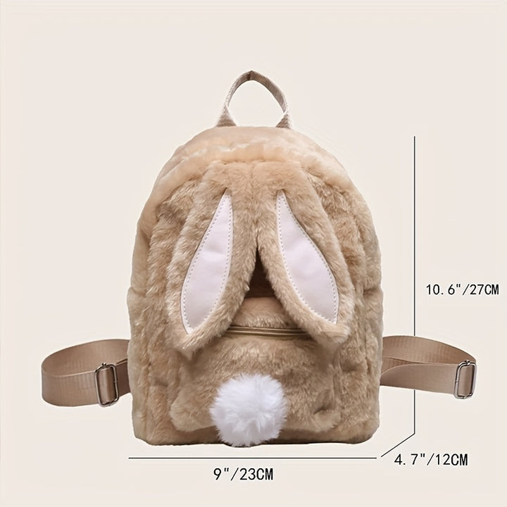 Cute Plush Rabbit Backpack with Adjustable Straps - Soft, Skin-Friendly Polyester, Large Capacity for Women & Teen Girls - Perfect for Daily Commute