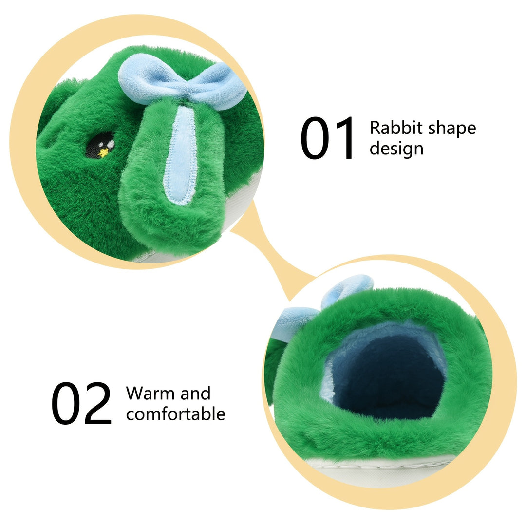 Women's Cartoon Bunny House Slippers, Warm Fuzzy Plush Indoor Shoes, Comfortable EVA Sole, Machine Washable Fabric Upper/Inner/Insole, Winter Season Footwear, Cozy Home Shoes | Cartoon Bunny Design | Comfort, Cute Slippers