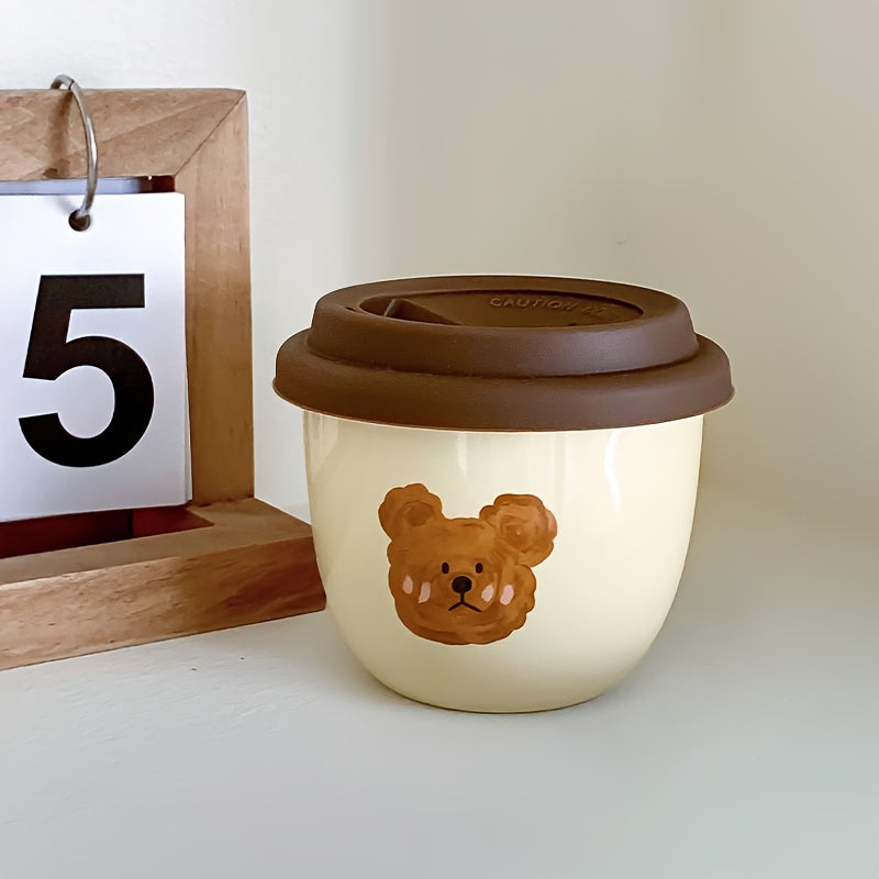 One, small capacity of 8.28oz coffee cup, suitable for drinking exquisite mini coffee in one sip, cute bear-shaped tea cup with lid, suitable for home use and office use, suitable as a gift for couples, graduation season gifts, bestie gift, colleague gift