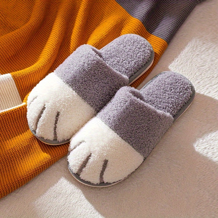 Adorable Whisker-Faced Cat Paw Slippers - Cozy Plush Lined Casual Shoes for Indoor Comfort - Perfect for Koningsdag/King's Day Celebration
