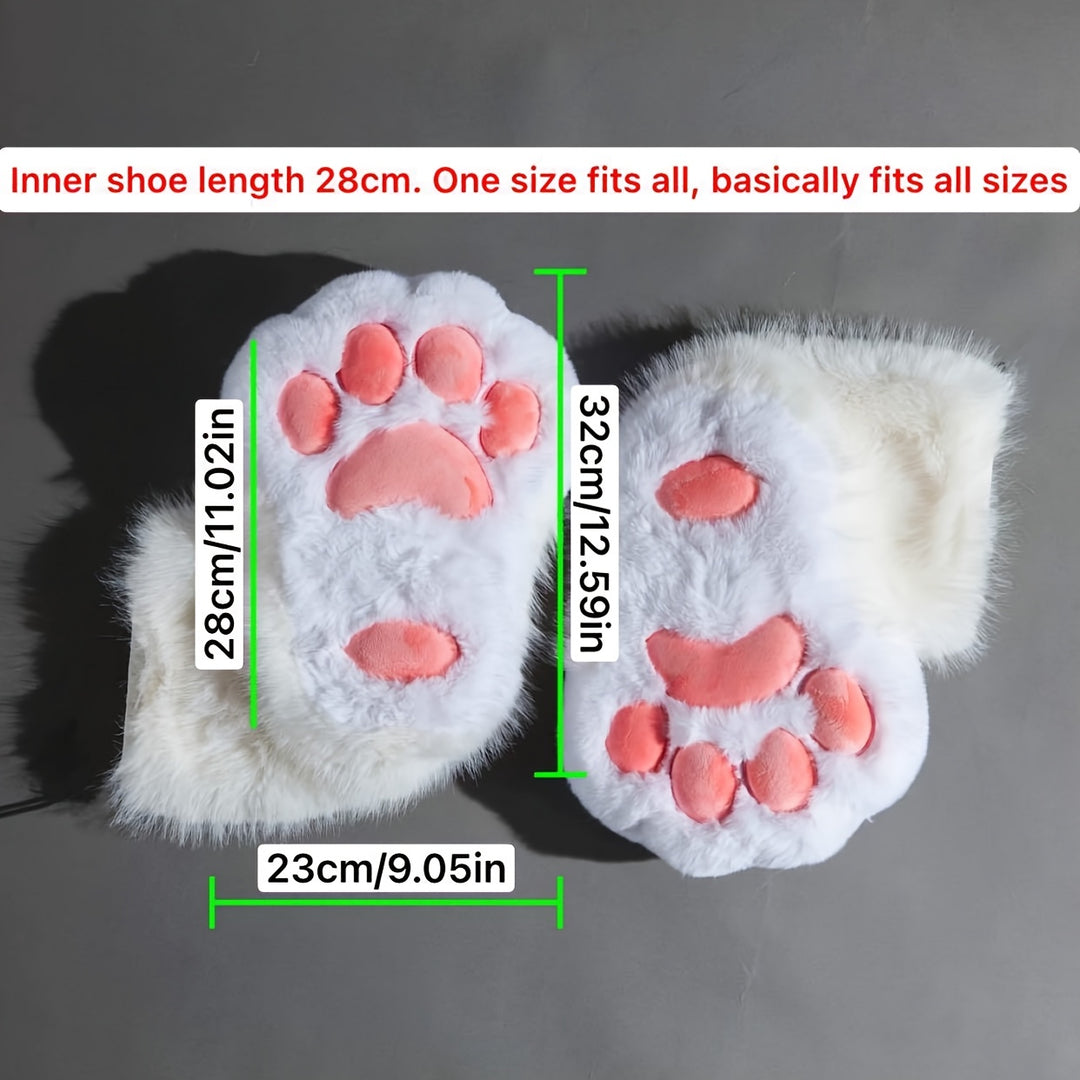 Fursuit-KIG Paw Pad Slippers - Ultra Soft Plush Anti-Skid Slip-Ons with Hoof Detail, Warm Indoor Shoes for Men & Women, Perfect for Summer Air Conditioning, Cosplay & Parties, Indoor Comfort Shoes | Playful Paw Design | Soft Texture