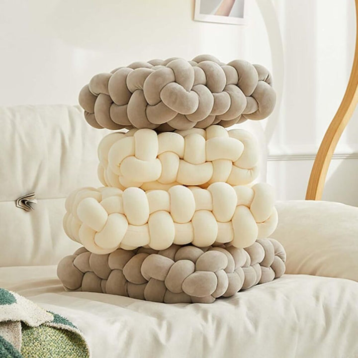 Shademart 2 Pcs 12'' X 12'' Knot Pillow Soft Throw Pillow Home Decoration Cushion Square Office Knotted Plush Throw Cushion for Living Room Bedroom Sofa Couch Living Room Decor
