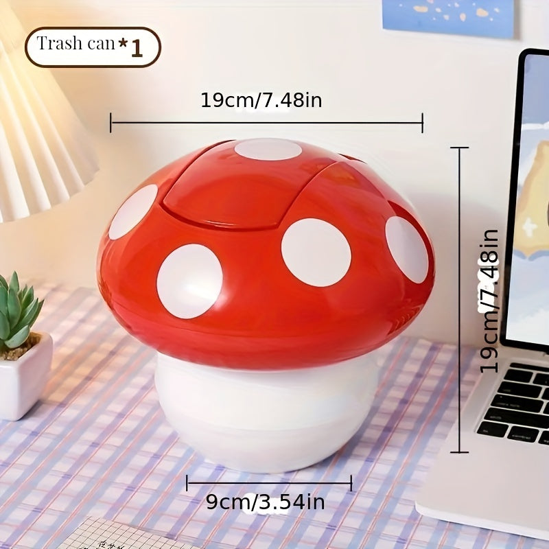 1pc Cute Mushroom Trash Can - Multifunctional, Desktop Decorative Paper Basket for Household Storage