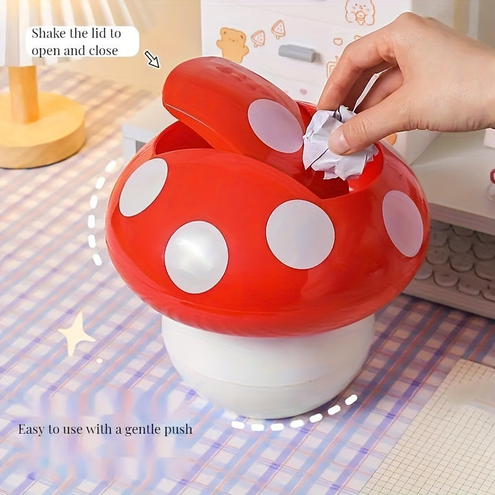 1pc Cute Mushroom Trash Can - Multifunctional, Desktop Decorative Paper Basket for Household Storage
