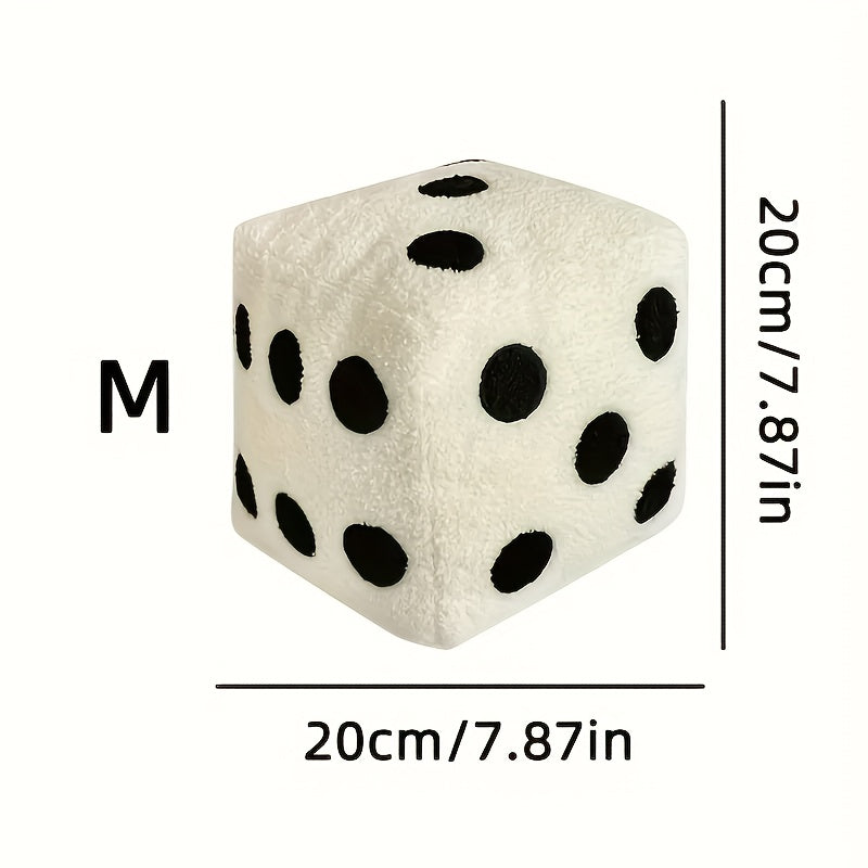 1pc Unique Dice-Shaped Plush Pillow - Soft & Cozy Decorative Cushion with Polka Dot Design, Black & White Retro Style, Zipper Closure, Hand Washable, Perfect for Sofa or Bedroom Decor, Playful Home Accent | Whimsical Decor | Long Hair Fabric, Decorative P