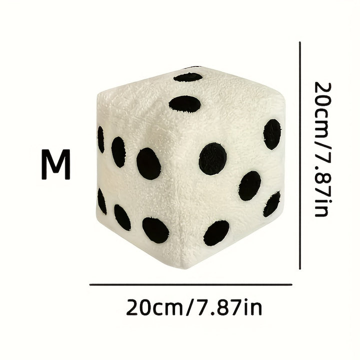 1pc Unique Dice-Shaped Plush Pillow - Soft & Cozy Decorative Cushion with Polka Dot Design, Black & White Retro Style, Zipper Closure, Hand Washable, Perfect for Sofa or Bedroom Decor, Playful Home Accent | Whimsical Decor | Long Hair Fabric, Decorative P