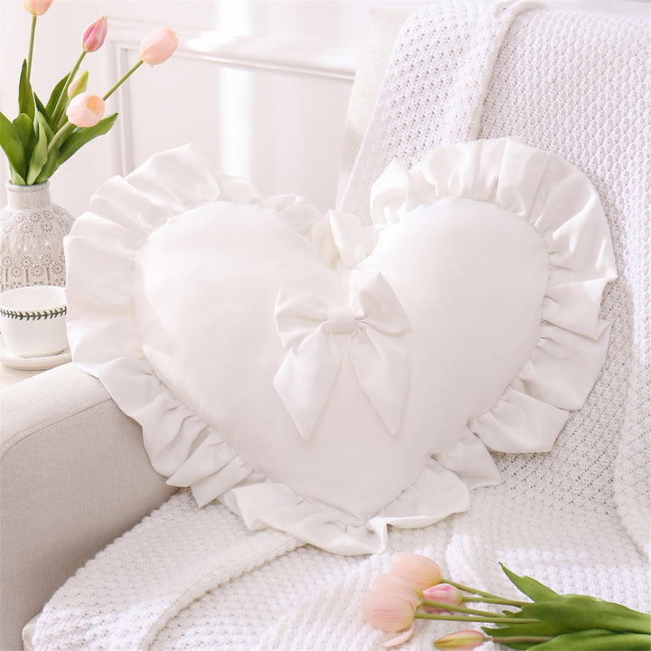 Heart Pillow Cover, Sweet Bow Valentine Day Pillow Cover Decorative Pillowcase Home Decor for Sofa Bedroom