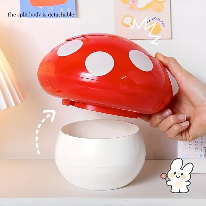 1pc Cute Mushroom Trash Can - Multifunctional, Desktop Decorative Paper Basket for Household Storage