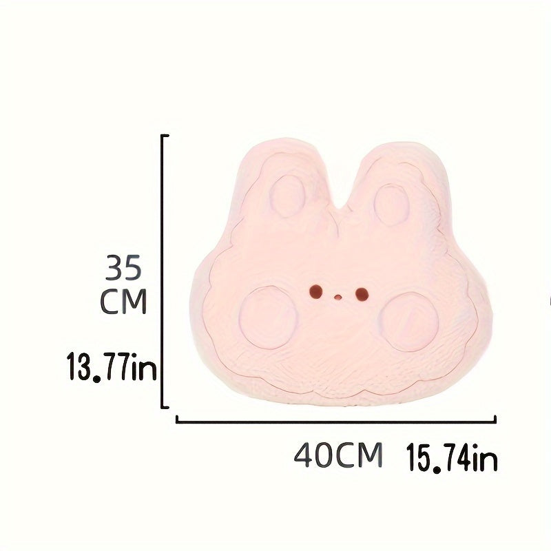 Cute Cartoon Pink Bunny And Brown Bear Car Lumbar Support Pillow - Soft And Comfortable, Suitable for Sofa, Office Decor, And Car Seat Back Support, Featuring a Bunny And Bear Cartoon Theme, Hand Wash Only.