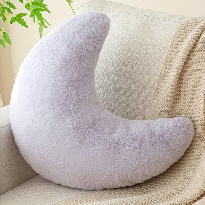 Soft Faux Rabbit Moon Pillow - Plush, Washable Polyester Decorative Throw with Cartoon Design, Ideal for Camping, Picnics & Home Decor, Camping Pillow | Playful Design | Polyester Fiber