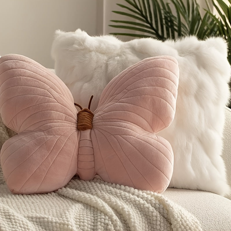 Chic Blue Butterfly-Shaped Throw Pillow - Soft Polyester, Plush Fabric for Couch & Bed Decor